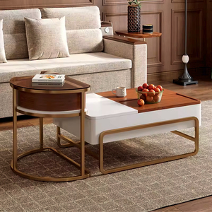โต๊ะกาแฟโลหะสีทอง LD903ทันสมัยสำหรับห้องนั่งเล่นโต๊ะกระจกทรงสี่เหลี่ยม - Product Image 1