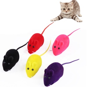 高品质互动3D吱吱猫弹簧玩具鼠标小植绒珐琅设计低价毛绒羽毛毛毡宠物玩具 - Product Image 1
