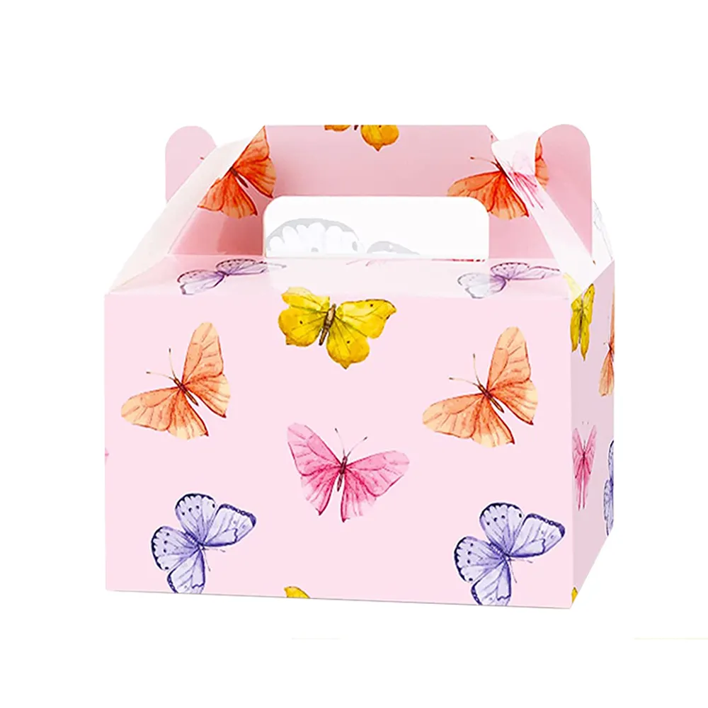 Boîte à pain en carton de qualité alimentaire, boîte à gâteau de mariage personnalisée avec motif de papillon imprimé