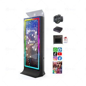 70&quot; Instant Print Picture Magic Mirror Photo Booth <strong>LCD</strong> Touch Screen <strong>Monitor</strong> Selfie Machine Kiosk Flash Light Tower Mirror Booth