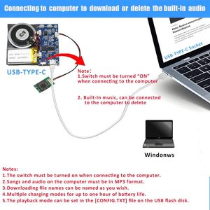 Módulo de 16MB Cable tipo C Grabación fácil 16 minutos Saludos personalizados Botón azul Altavoz de sonido activado para bricolaje - Product Image 2
