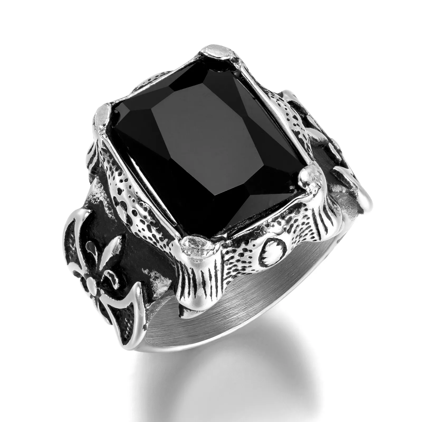 Модный тренд для творческих личностей черного цвета в стиле «панк» из оникса кольцо Viking кольцо из нержавеющей стали