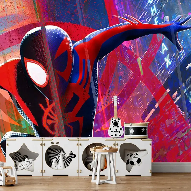 Papel tapiz mural 3D de dibujos animados de Spider Man Peel and stick para juego