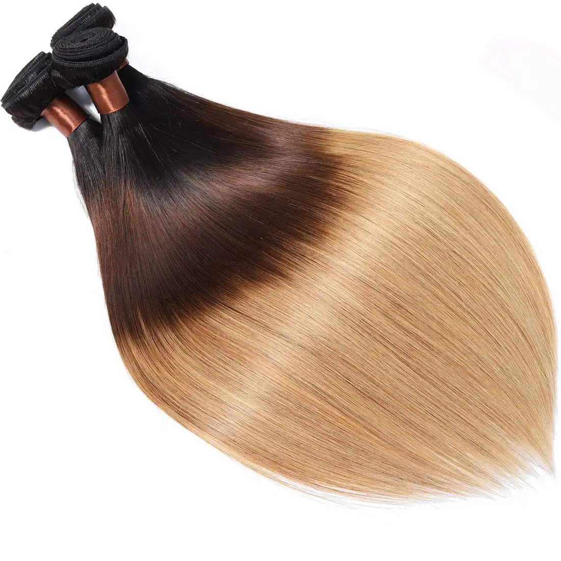 وصلات شعر مستعار طبيعي غير معالج للبيع بالجملة خصلات شعر ريمي للتركيب بثلاثة ألوان