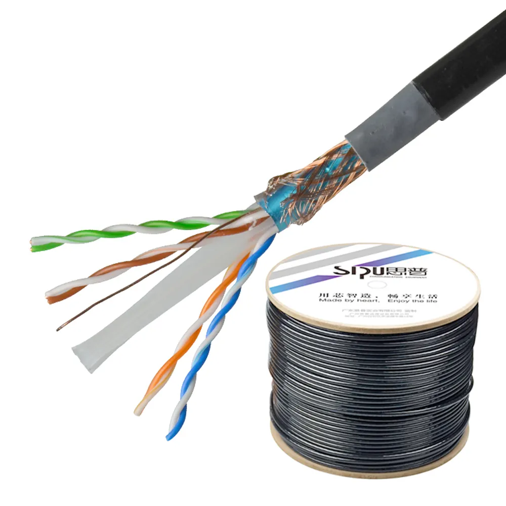 23Awg cobre Cat6 Lan Cable 305M rollo con buena calidad UTP blindado PVC chaqueta para aplicaciones de redes al aire libre