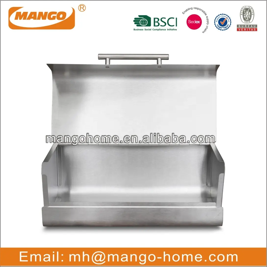 Caja Rectangular de acero inoxidable para cocina, almacenamiento de Metal para pan