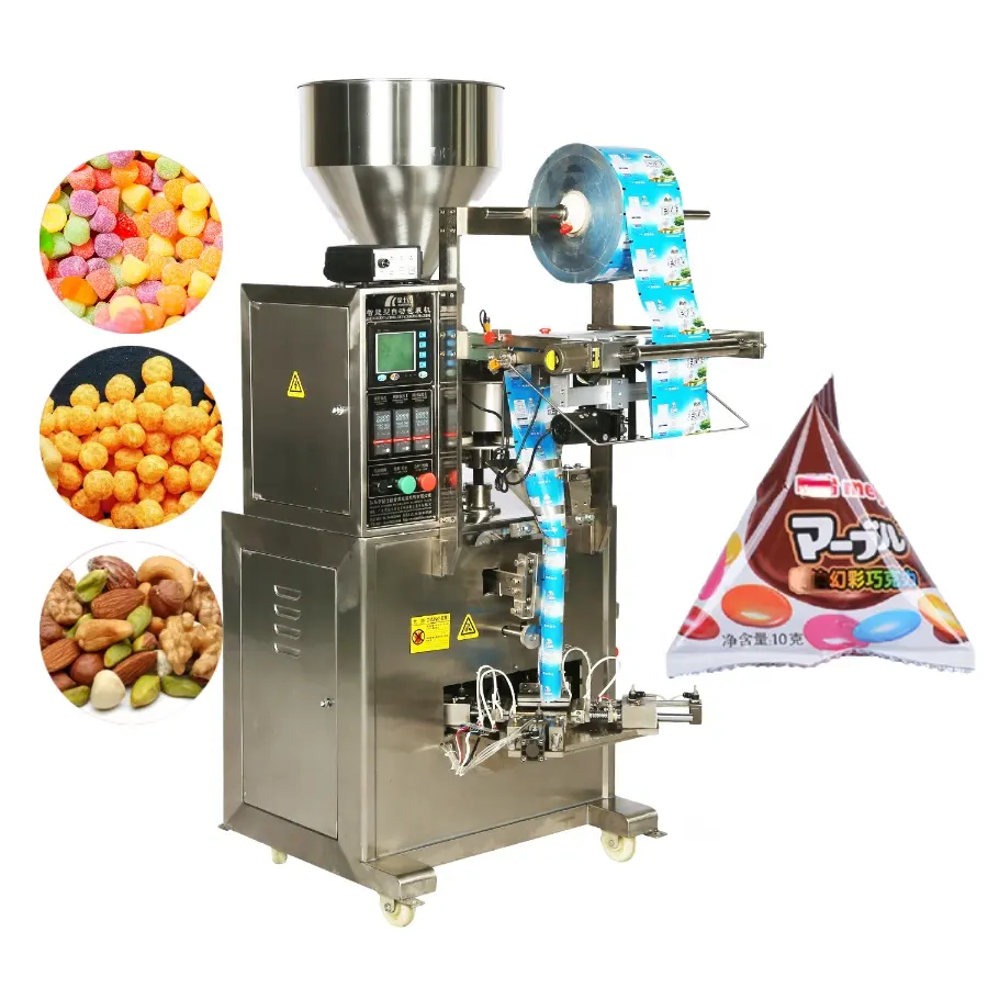 Máquina automática multifuncional para hacer dulces de chocolate, máquina de embalaje de alimentos, nueces, azúcar y dulces triangulares