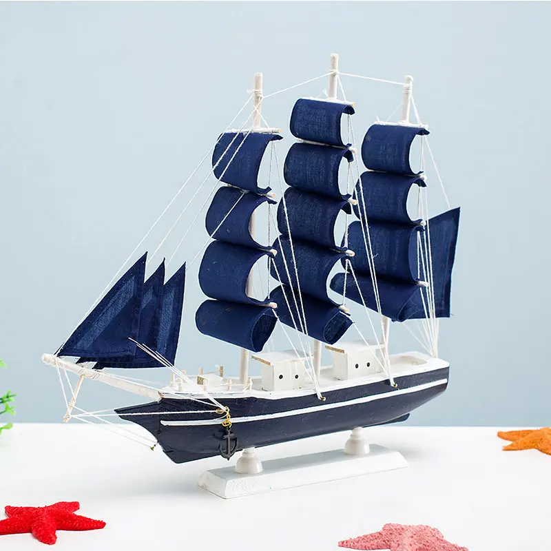 Adornos de modelo de barco de madera Huaqi HYG13 modelo de Barco Pirata Mediterráneo decoración moderna del hogar para regalos de cumpleaños