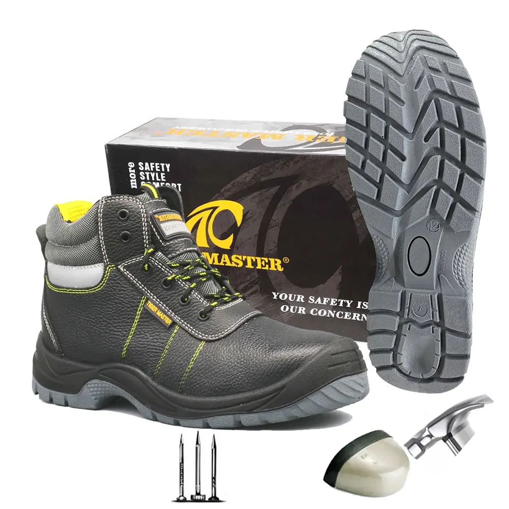 أحذية السلامة الصناعية, أحذية السلامة الصناعية مقاومة للماء والزيوت ضد الاستايكية مانعة للانزلاق مزودة بالفولاذ المقاوم للثقب عند الأصابع لأعمال البناء