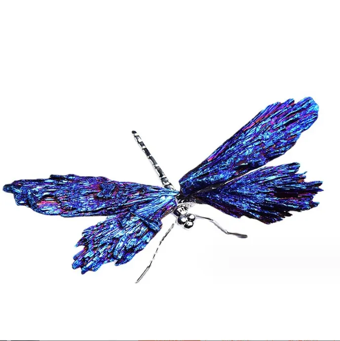 natural black tourmaline electroplating crystal butterfly color dragonfly arts and crafts decoration gift ornaments wholesale