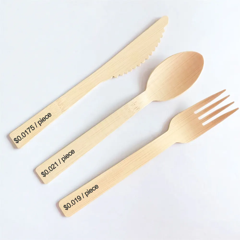 Posate di coltello del cucchiaio della forchetta di bambù eliminabili biodegradabili amichevoli di Eco su ordinazione da vendere