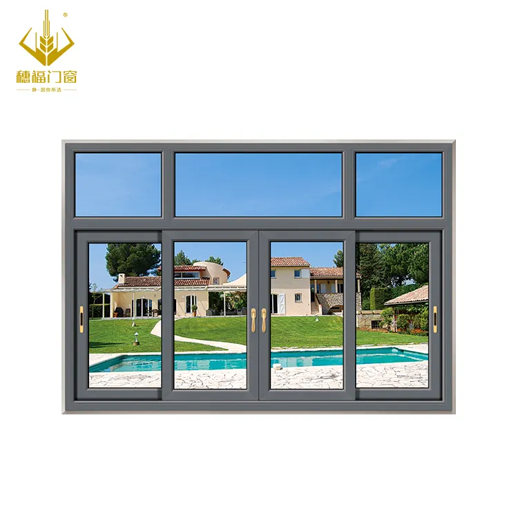 Diseño de parrilla comercial ventanas con aislamiento térmico aleación de aluminio rotura térmica ventana de vidrio deslizante