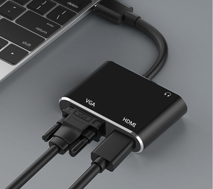 Convertidor de video de alta definición USB3.0 a HD + VGA USB 1 en 2 a puerto dual La misma salida con audio - Product Image 2