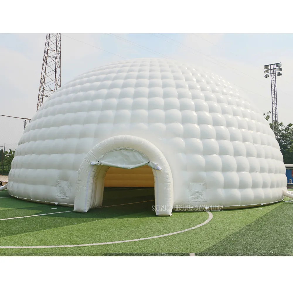 18 meters white giant igloo tent inflatable dome with 3 tunnel entrance made of heavy duty material from Sino Inflatables