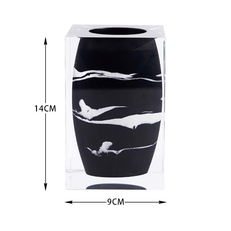 Bouteille tambour à taille à fleurs noires, 9*9*14cm