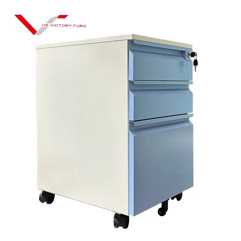 Steel Office furniture for Home School Office Building Workshop Movable Cabinet with 3 Drawers