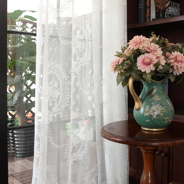 Ucuz fiyat dantel perdeler için oturma odası perdesi kumaş ev dekor