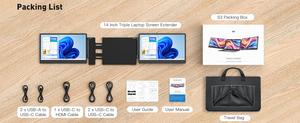 Portable <strong>LCD</strong> <strong>Monitor</strong> S3 14inch Screen for Laptop Support USB Type C with <strong>Built</strong>-in Speaker Extender Compatible Macbook Windows - Product Image 4