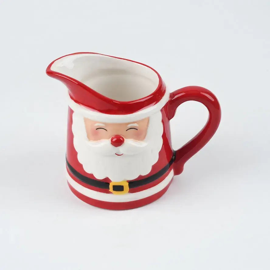 Venta al por mayor de Navidad personalizado Santa Claus jarra de almacenamiento de cerámica leche Agua jarra de café
