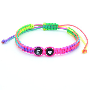 LGBT Pride Rainbow String Flat Knot Woven Bracelet Adjustable Handmade Ropes Braided A-Z Letter Heart Bracelets for <strong>Couples</strong> - Product Image 5