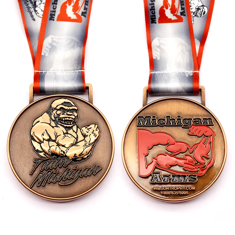 Produttore metallo nuovo logo rasato bronzo lega di zinco metallo sport moneta e medaglia pin medaglione personalizzato