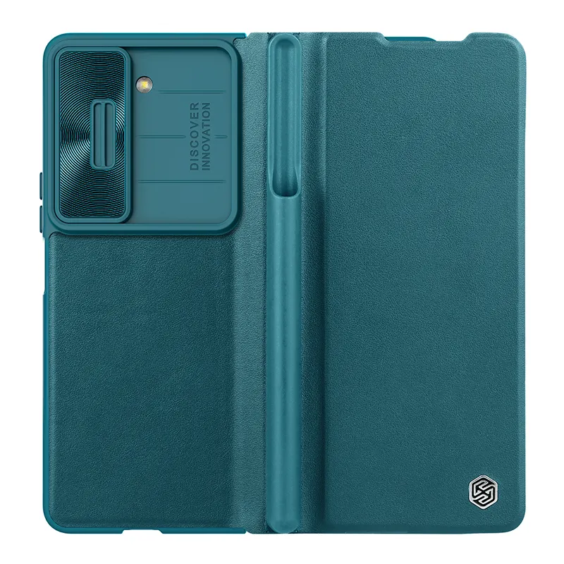 Nillkin Premium Leather Case Fold 5 Cover com Slide Camera Cover e S Pen Holder para Samsung Galaxy Z Fold 5 Flip Case