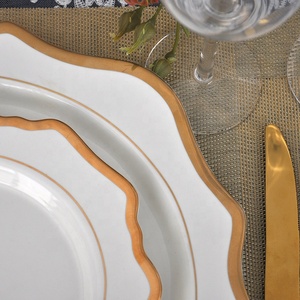 Mexican Gold Rim Porcelain Dinnerware Plate Wedding <strong>Table</strong> Banquet Ceramic Dinner <strong>Sets</strong> - Product Image 5