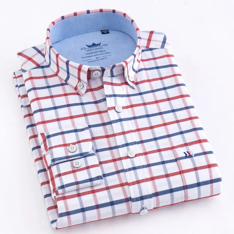 Camicie da uomo in cotone Oxford camicie da uomo Casual Slim Fit 2019 nuovo Design camicia a maniche lunghe da uomo di alta qualità Plaid