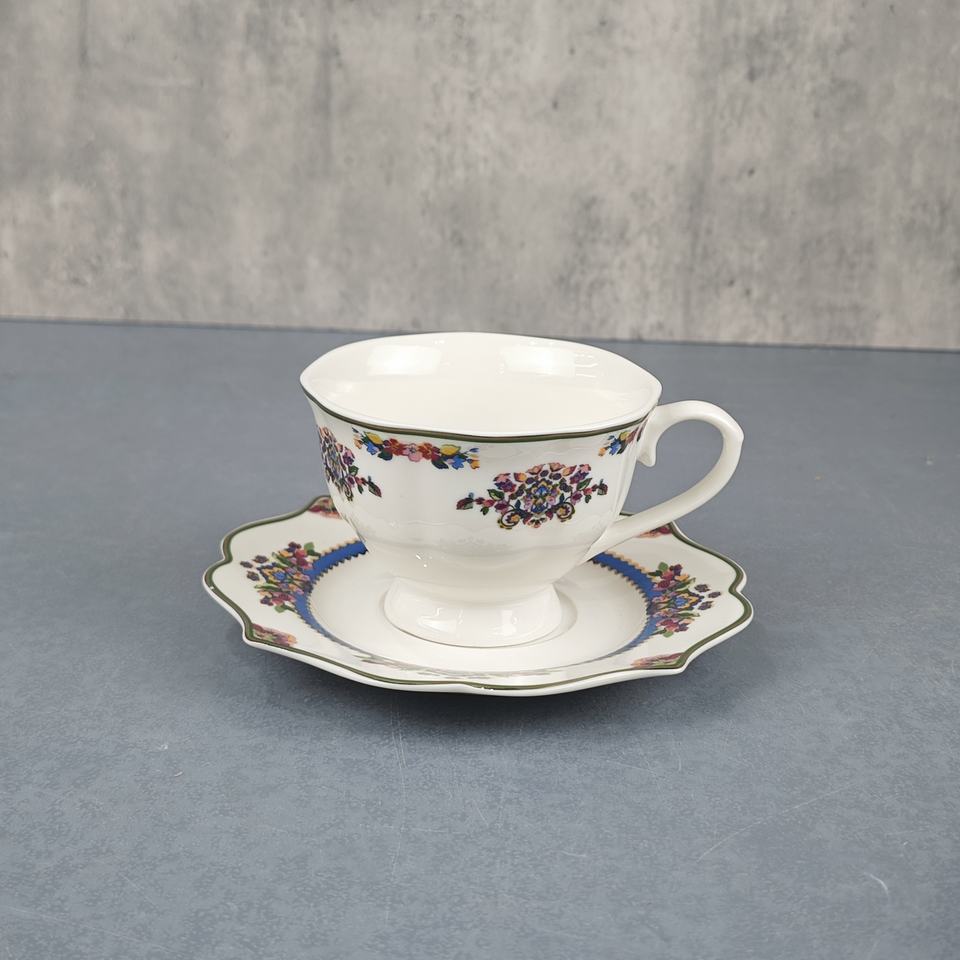 30pcs New Bone China New Style Cut Edge Beautiful Flower Dinner Plate Bowl Cup and Saucer 4