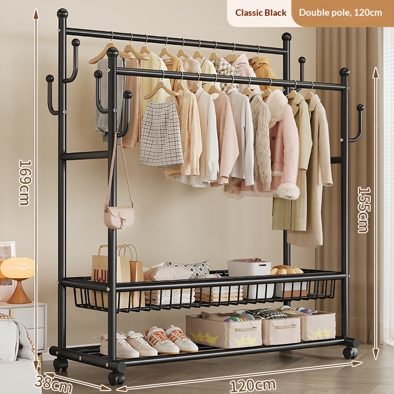 Panier grillagé noir premium - 120 cm - double barre - haute capacité avec ca