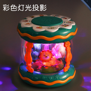 Juguete musical educativo para bebés, con luz y proyección, multifuncional, tambor inteligente táctil verde y naranja - Product Image 5