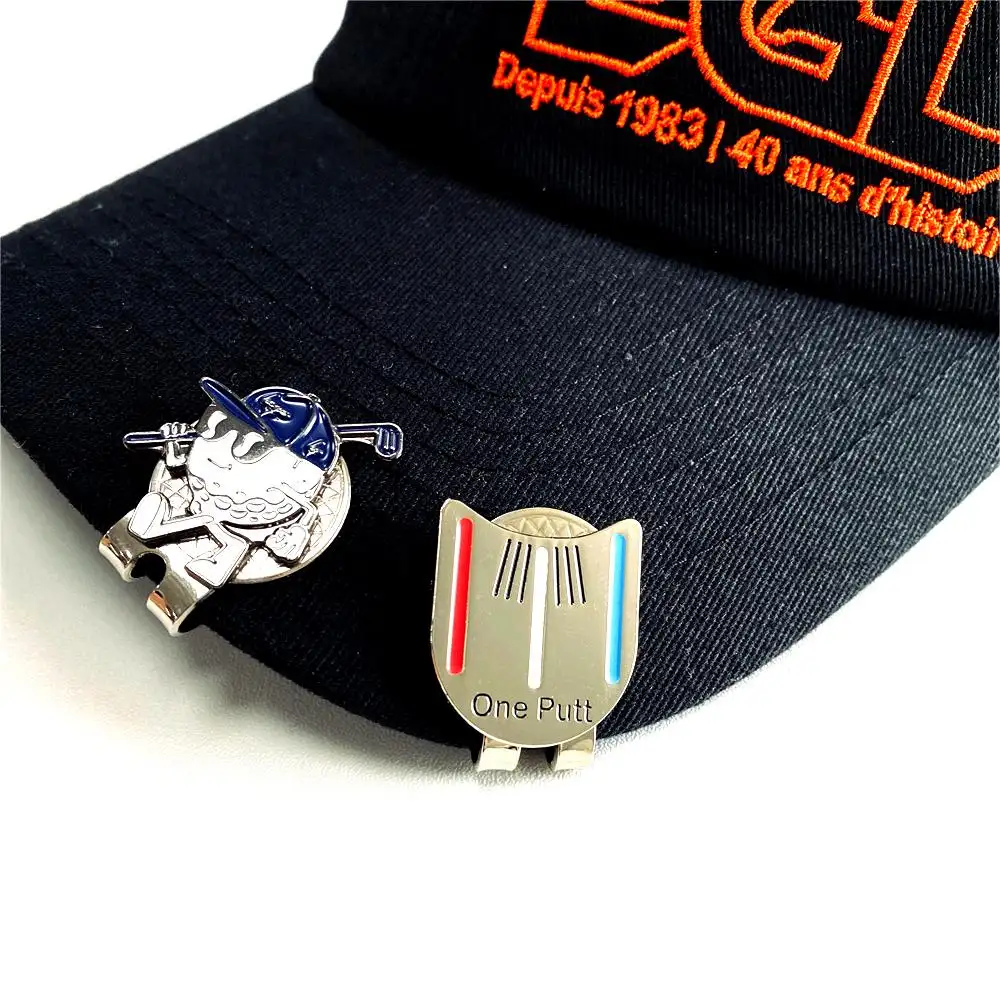 Accessoires de golf Marqueur de golf promotionnel Clip de chapeau magnétique personnalisé magnétique Marqueur de balle de golf magnétique en métal émaillé Clip de chapeau