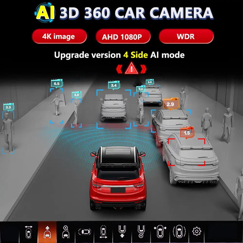 Smartour 4K AHD 1080p 4 yan AI araba 360 kamera kuş görüş sistemi 3D Surround görünüm sürüş kaydedici HD araba kamera