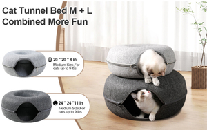 ペット新しい発明売れ筋猫のおもちゃドーナツ猫のベッド用品フェルトトンネル取り外し可能な猫の巣