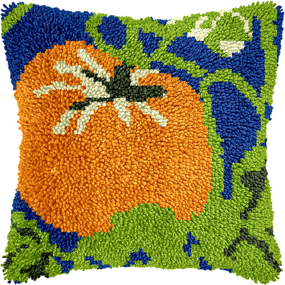 Latch Hook Cushion Kit With Orange Design