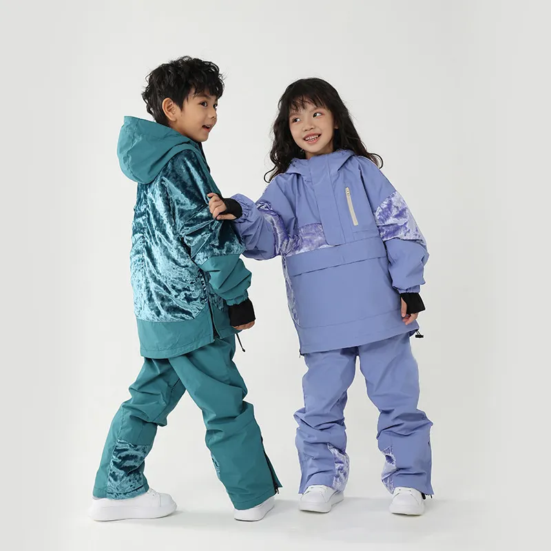 Ski Wear Manufacturers Custom Logo Kids Ski Jackets Pants Windbreaker Suit Waterproof Snowboard Snow Clothes Suit For Child