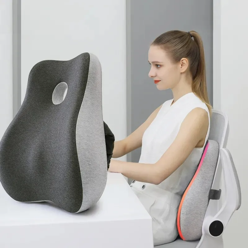 Cojín de soporte Lumbar, almohada de cintura de espuma viscoelástica, cojín para respaldo de asiento para silla de coche, oficina en casa