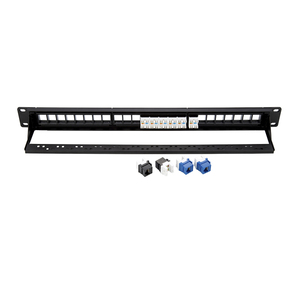 24 puertos descargados montaje en rack en blanco blindado UTP FTP SFTP Cable de red Patch Panel para módulos Keystone Jack - Product Image 1