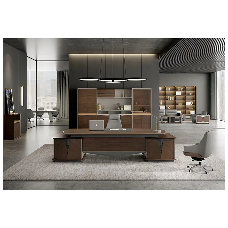 Meubles de bureau modernes en bois, bureau de luxe pour patron, bureau de bureau