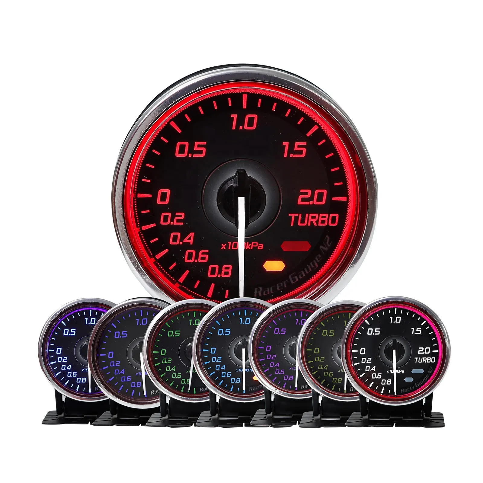 Voiture de course aluminium miroir convexe 2 pouces 52mm voiture Refit 7 couleurs universel 8 ~ 18 voltmètre Volt jauge blanc LED Auto mètre