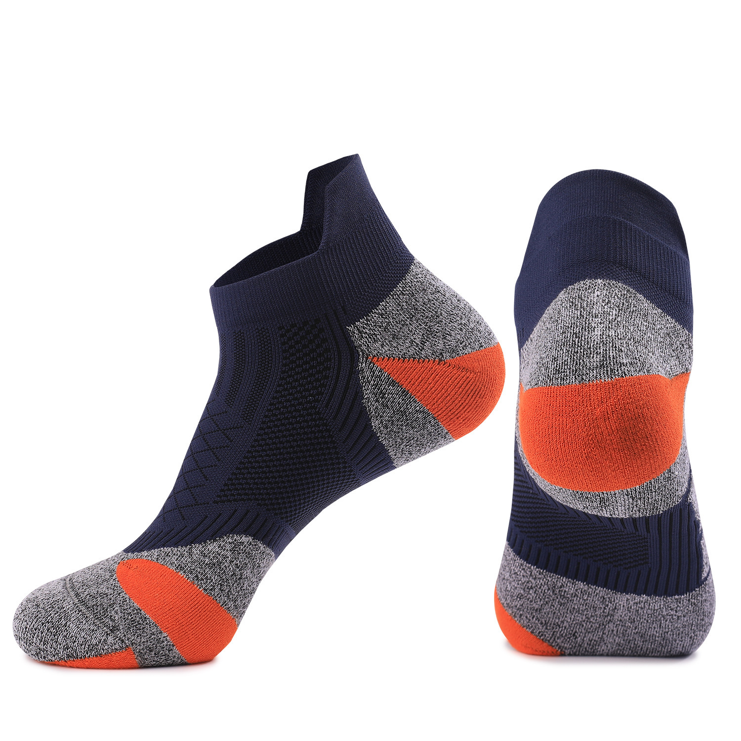 L50 sapphire blue orange short tube-coolmax running socks
