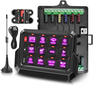 Pannello interruttore WIRELESS 12/24V 12 GANG con base di ricarica magnetica e scatola di sistema relè di controllo del circuito - Product Image 1