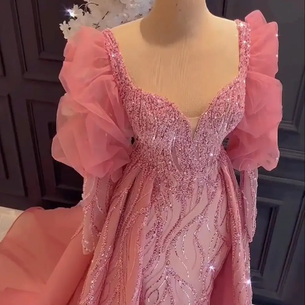 Vestidos de noite luxuosos para mulheres, saia lisa rosa Dubai, vestidos elegantes para festas formais muçulmanas, casamento, verde, SCZ106-1