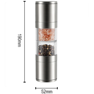 Manuel 2 in 1 tuz ve karabiber değirmeni çift kafalı Abs baharat paslanmaz çelik fabrikaları ayarlanabilir seramik çekirdek tuz ve karabiber değirmeni - Product Image 3