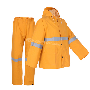 Fabrika dayanıklı endüstriyel iş yağmurluk ağır pvc polyester pvc 2 parça yağmurluk ceket ve pantolon su geçirmez yağmurluk - Product Image 4