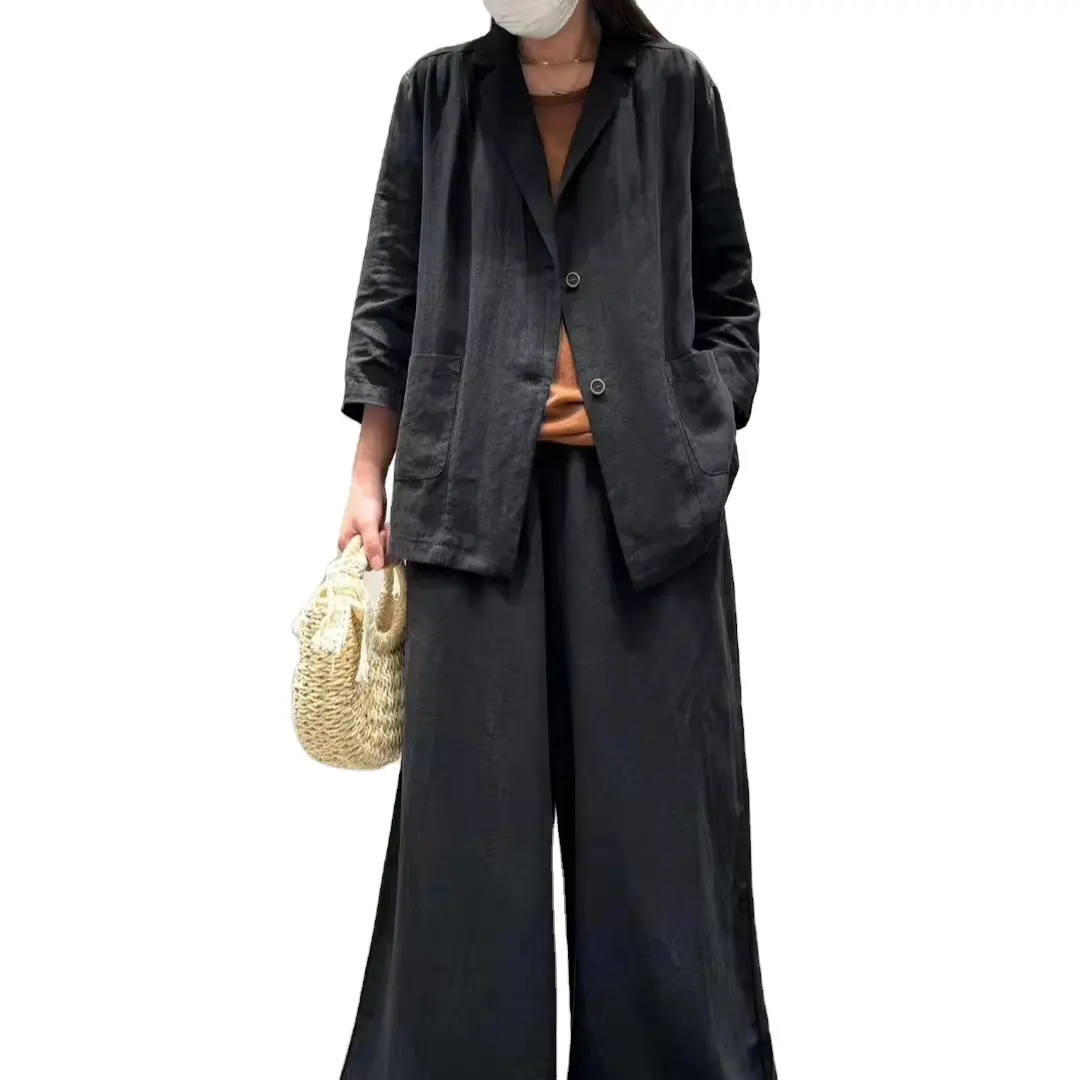 Koreanische Version von soliden Farbanzug Kragenmode All-Match-Mantel 2024 neu lässig Außenanzug zweiteilig Damenbekleidung