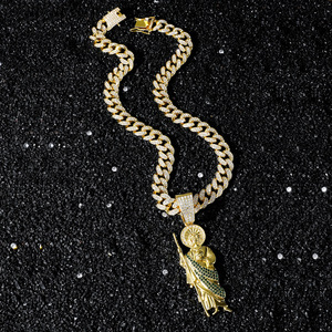 New Personalised Hip-Hop Style Religious St <strong>Jude</strong> Idol Pendant With Zirconia Gold Plated St <strong>Jude</strong> Pendant Necklace - Product Image 4
