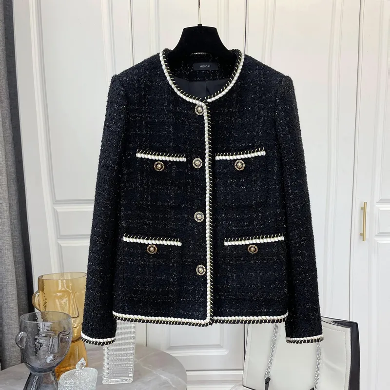 LE1877 2023 Otoño/Invierno chaqueta de mujer de gran tamaño Boutique abrigo corto suelto de talla grande cárdigan de lana de moda Socialite