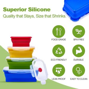 4 katlanabilir S-K048 saklama kabı silikon gıda Set Bento yemek kabı - Product Image 3