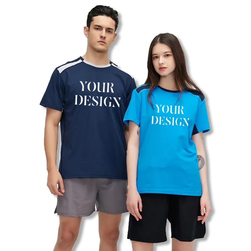 Camisetas cómodas informales de moda de secado rápido con combinación de colores de poliéster 100% de alta calidad para hombres y mujeres